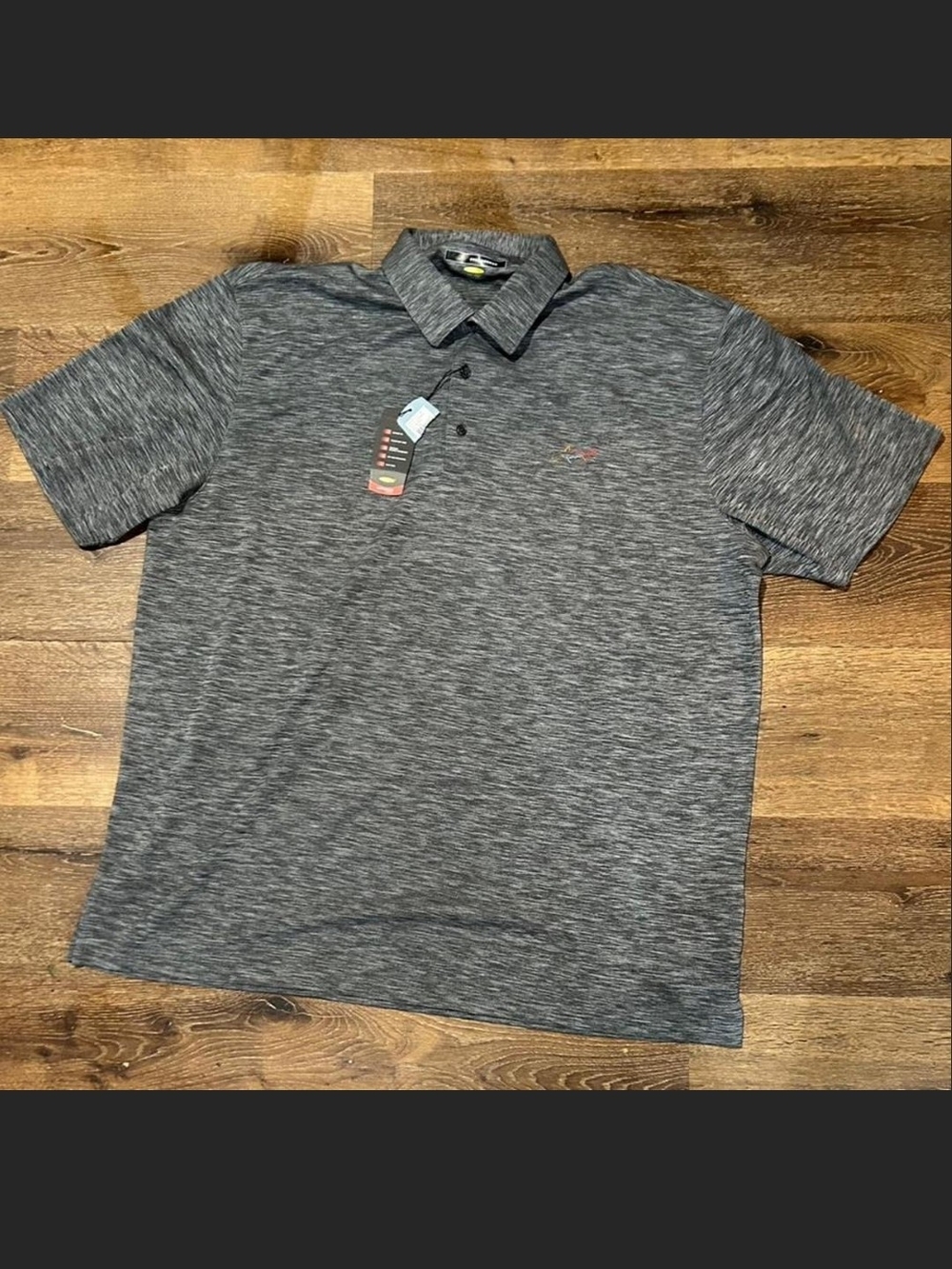 Greg Norman Collection Heathered Charcoal Performance Polo